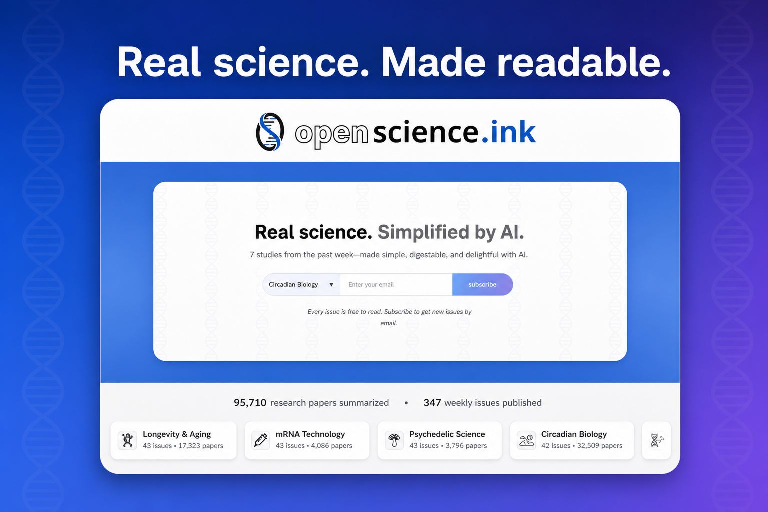 Science Ink Impression OpenScience.ink | Real science, simplified by AI