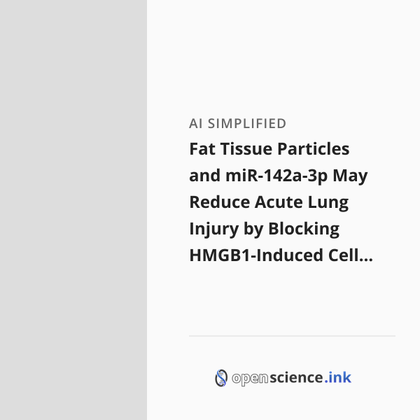 Fat Tissue Particles and miR-142a-3p May Reduce Acute Lung Injury by ...