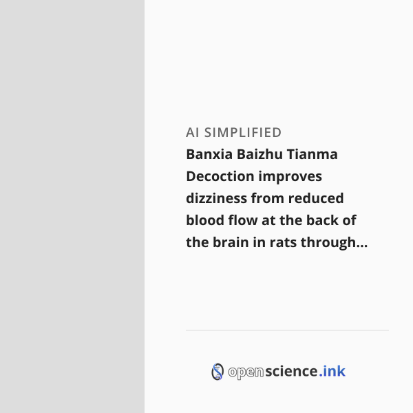 Banxia Baizhu Tianma Decoction improves dizziness from reduced blood ...