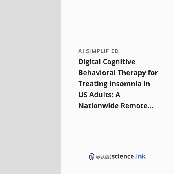 Digital Cognitive Behavioral Therapy for Treating Insomnia in US Adults ...