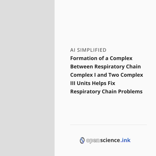 Formation of a Complex Between Respiratory Chain Complex I and Two ...