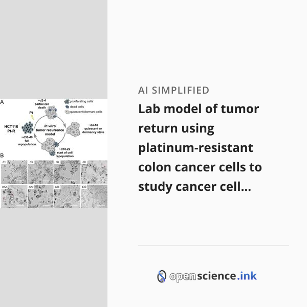 Lab model of tumor return using platinum-resistant colon cancer cells ...