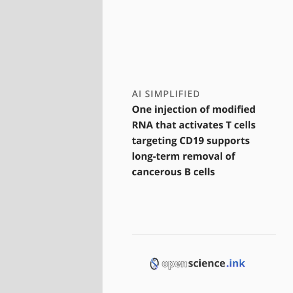 Modized Injection One injection of modified RNA that activates T cells targeting CD19 ...